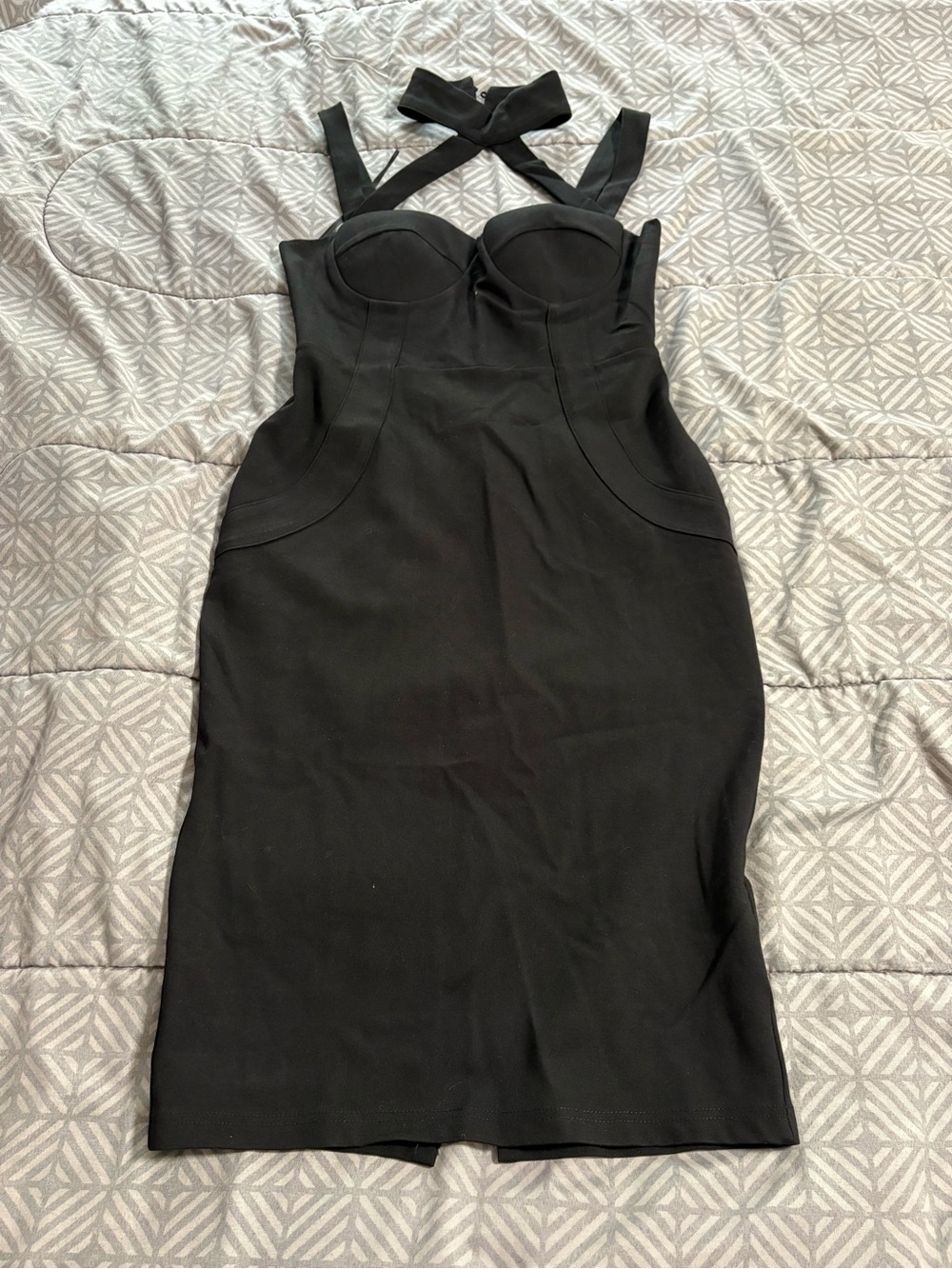 Fashion Nova Black Structured Bustier Dress